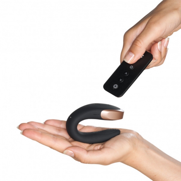 Смарт-вибратор для пар класса LUX Satisfyer Double Love (Black) с пультом ду и возможностью синхронизации со смартфоном