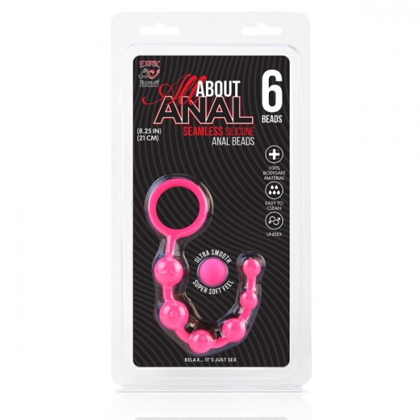 Анальные бусы из силикона класса люкс 6 шариков