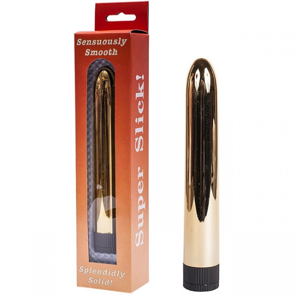 Классический золотой вибратор Sensuously Smooth ( 15,3 см, золотой )