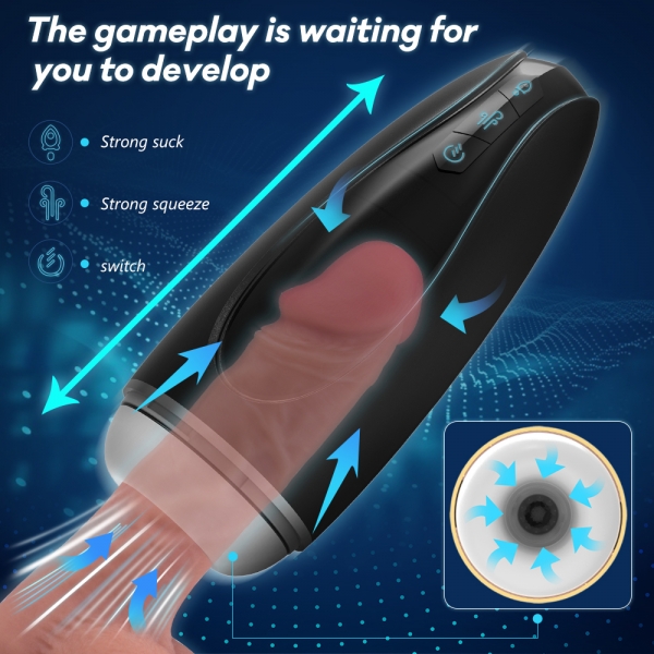 Мастурбатор Noris, 9 режимов вибрации, 5 режимов всасывания, 1 режим кульминации, USB, 23,1 см