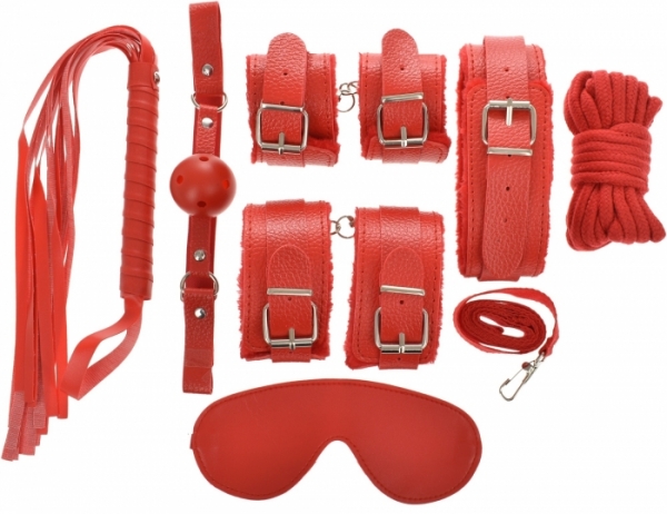 БДСМ-фетиш-набор, 7 предметов, красный, Guilty Toys
