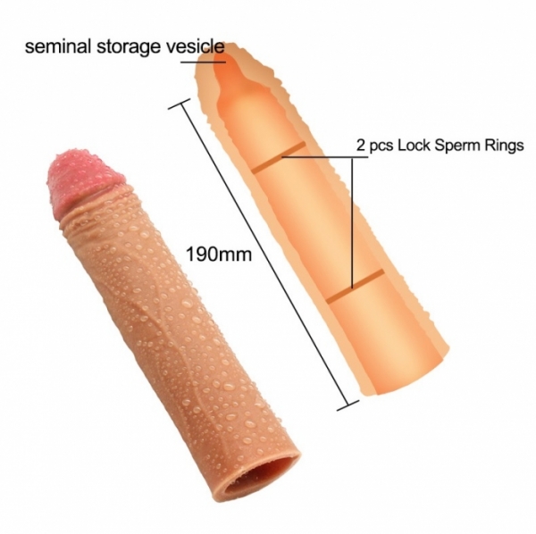 Суперреалистичная удлиняющая насадка для пениса (+3 см), 19 см