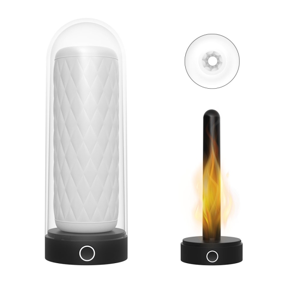 Мастурбатор-стимулятор, TPE, USB, белый/черный, 19 см, Guilty Toys