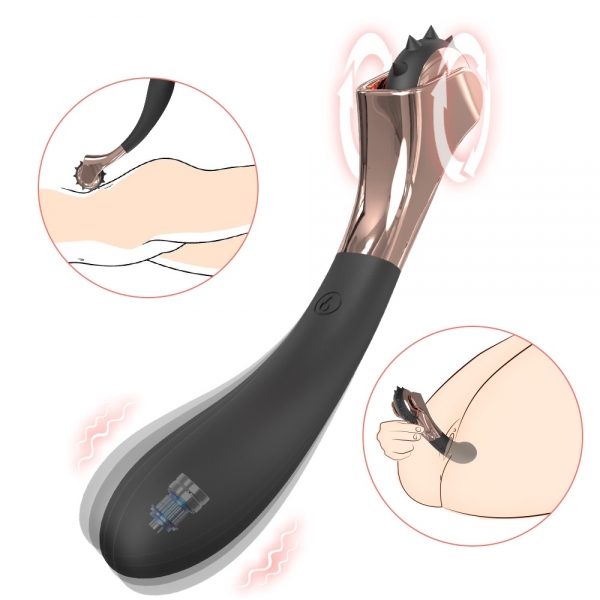 Вибратор Magical Spin, 9 режимов вибрации, силикон, USB, черный, 20,1 см