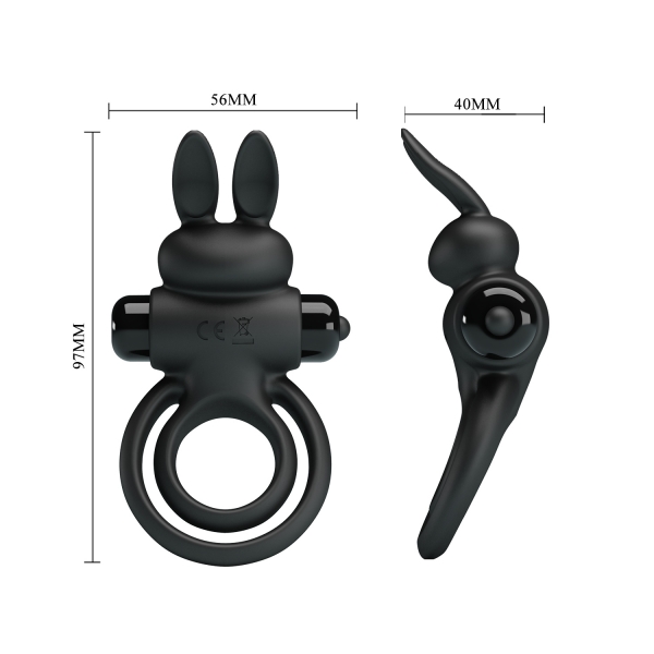 Кольцо для пениса Pretty Love Vibrant Ring III, 10 режимов вибрации, силикон, черный