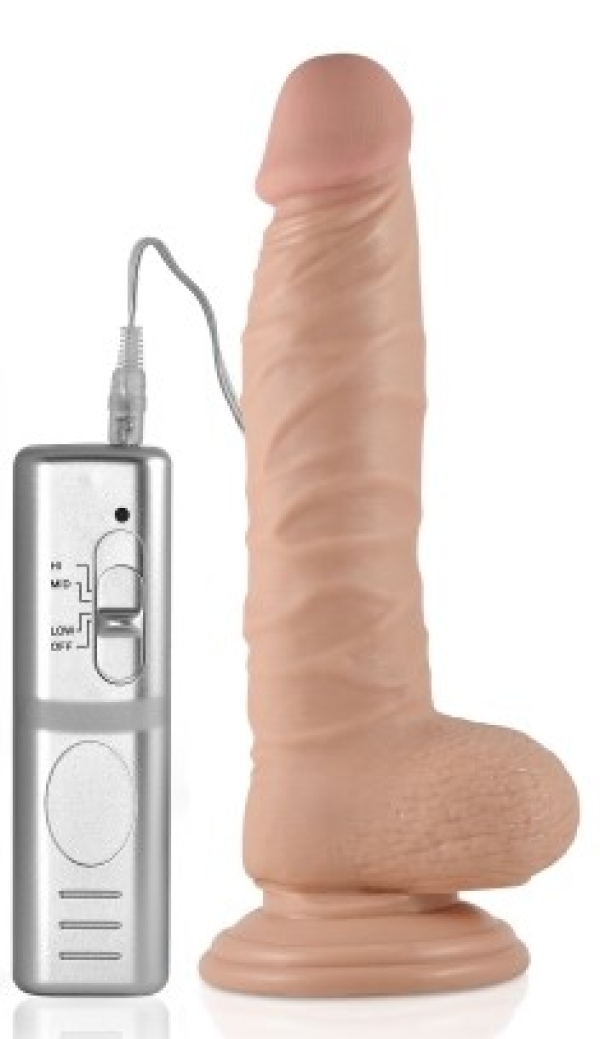 Реалистичный вибратор Real Extreme с присоской и пультом дистанционного управления, ПВХ, натуральный, 21,5 см