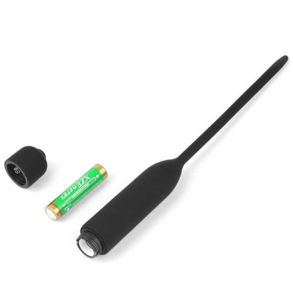 Уретральный дилататор с вибрацией, 10 режимов, черный силикон, 21 см