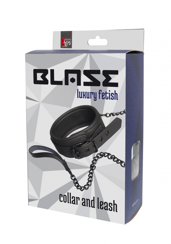 Роскошный фетиш-ошейник и поводок Blaze, черный DREAM toys