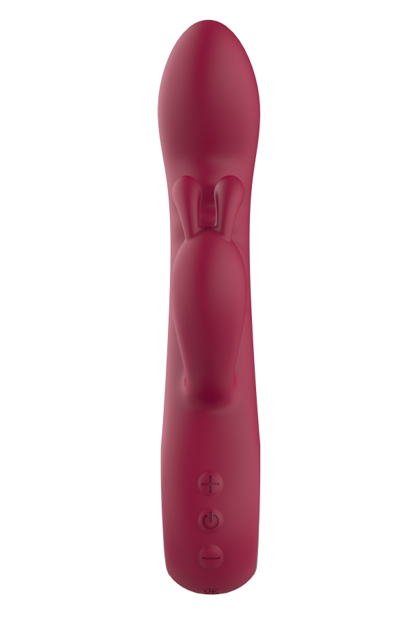 Вибратор Glam Bunny, 10 режимов вибрации, силикон, USB, темно-красный, 22 см