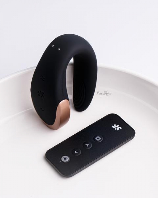 Смарт-вибратор для пар класса LUX Satisfyer Double Love (Black) с пультом ду и возможностью синхронизации со смартфоном