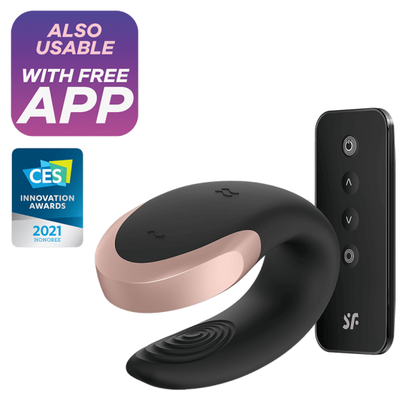 Смарт-вибратор для пар класса LUX Satisfyer Double Love (Black) с пультом ду и возможностью синхронизации со смартфоном