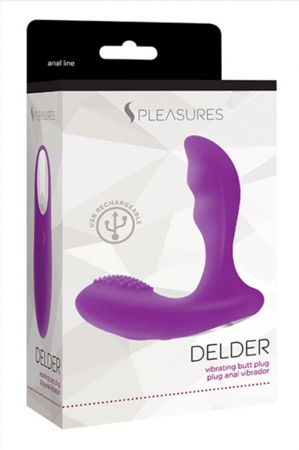Delder анальный вибратор для массажа простаты одновременно с областью промежности. Фиолетовый