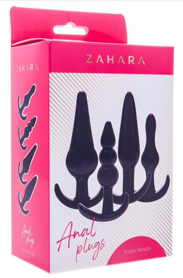 Zahara Anal Kit 4pcs набор из 4-х анальных пробок черного цвета