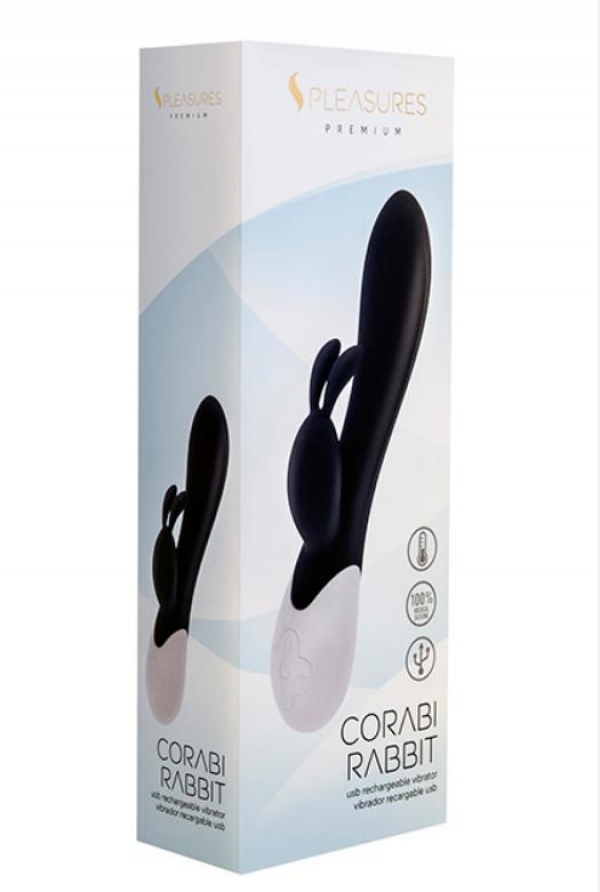 Corabi Rabbit — вибратор-кролик с функцией подогрева черного цвета