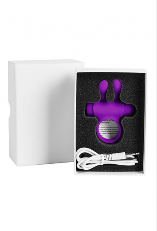 Вибрирующее кольцо для пениса в форме кролика сиреневого цвета