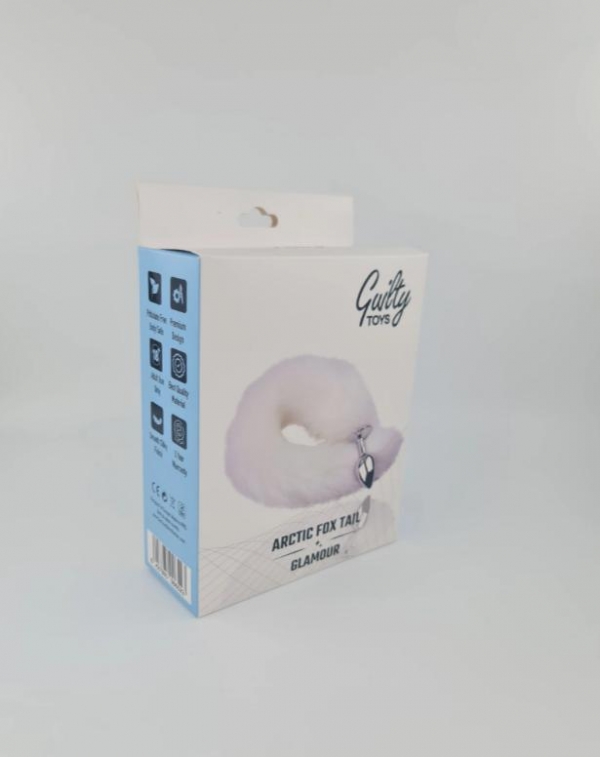 Маленькая анальная пробка с хвостом песца, серебристый/белый, Guilty Toys