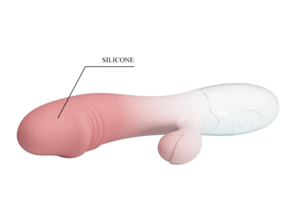Вибратор Snappy Bunny, 30 режимов вибрации, силикон, розовый/белый, 19 см