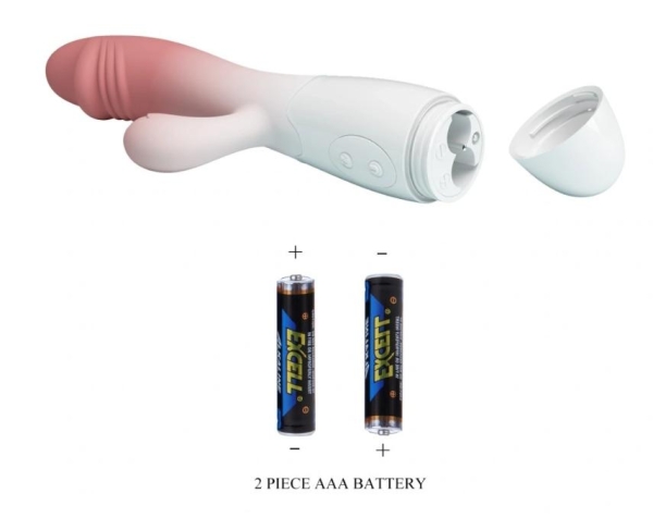 Вибратор Snappy Bunny, 30 режимов вибрации, силикон, розовый/белый, 19 см