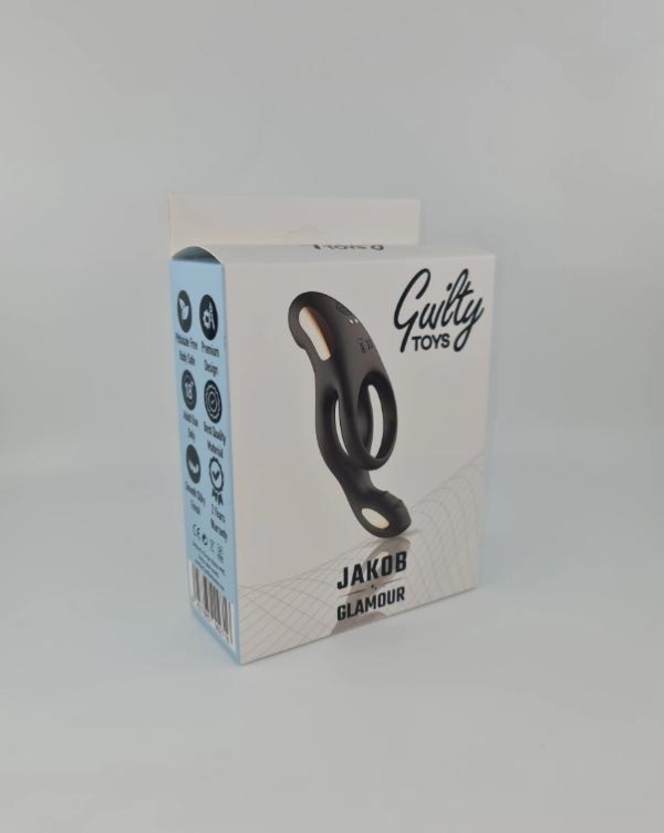 Кольцо для пениса Jakob, 10 режимов вибрации, силикон, USB-магнит, черный, Guilty Toys