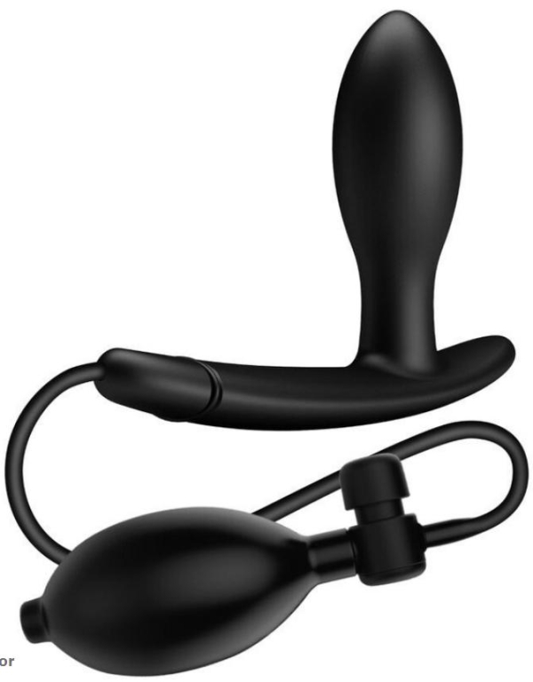 Надувная анальная пробка Drake, силиконовая, чёрная, 7 см