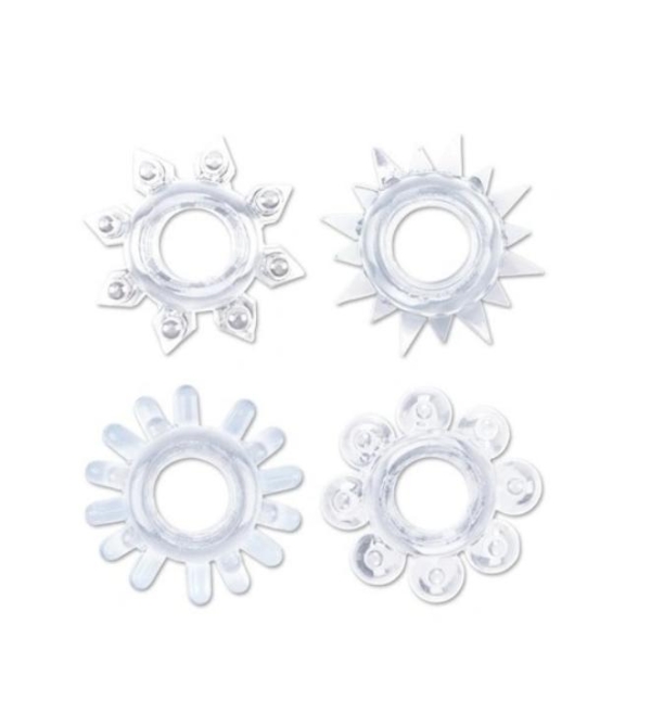 Набор из 4 колец для пениса GK Power, TPE, прозрачные