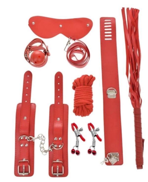 БДСМ-набор из 7 предметов «Harass Me!», красный