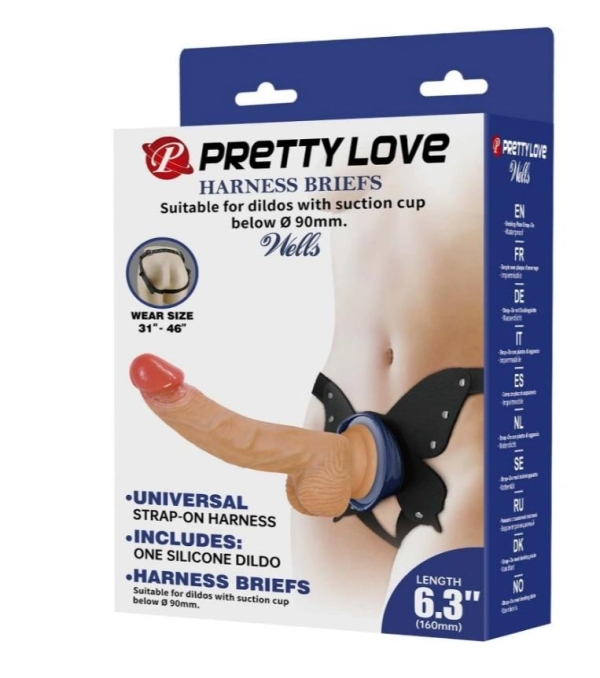 Ремень-портупея, трусики-портупея, крепление на присоске, силиконовый дилдо, натуральный цвет, 20,6 см