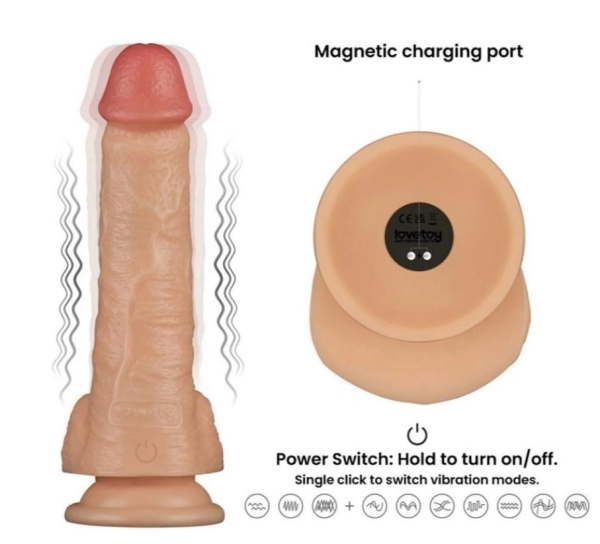 Страпон с реалистичным вибратором 20 см, 10 режимов вибрации, размер ремня L/XL/2XL