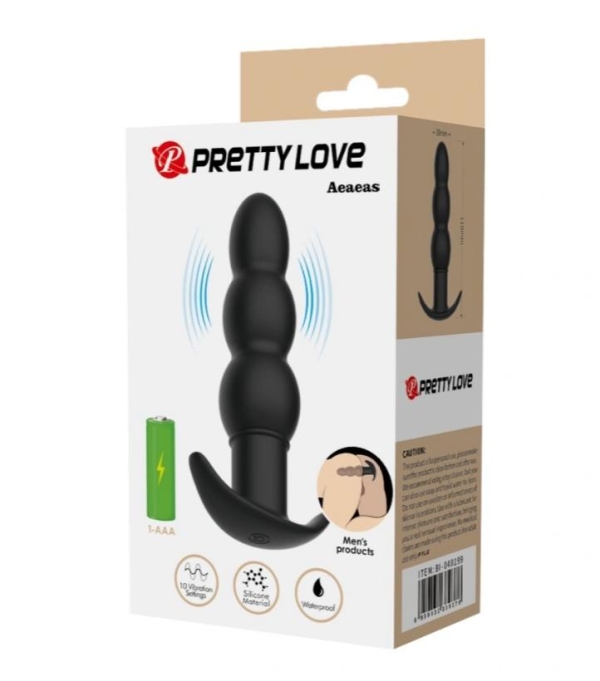 Анальный вибратор Aeaeas, 10 режимов вибрации, силикон, черный, 11 см.