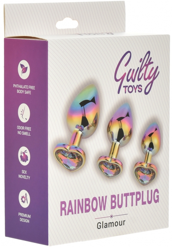 Радуга Анальная пробка Маленькое сердце в форме разноцветных игрушек Guilty