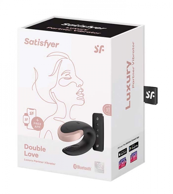 Смарт-вибратор для пар класса LUX Satisfyer Double Love (Black) с пультом ду и возможностью синхронизации со смартфоном