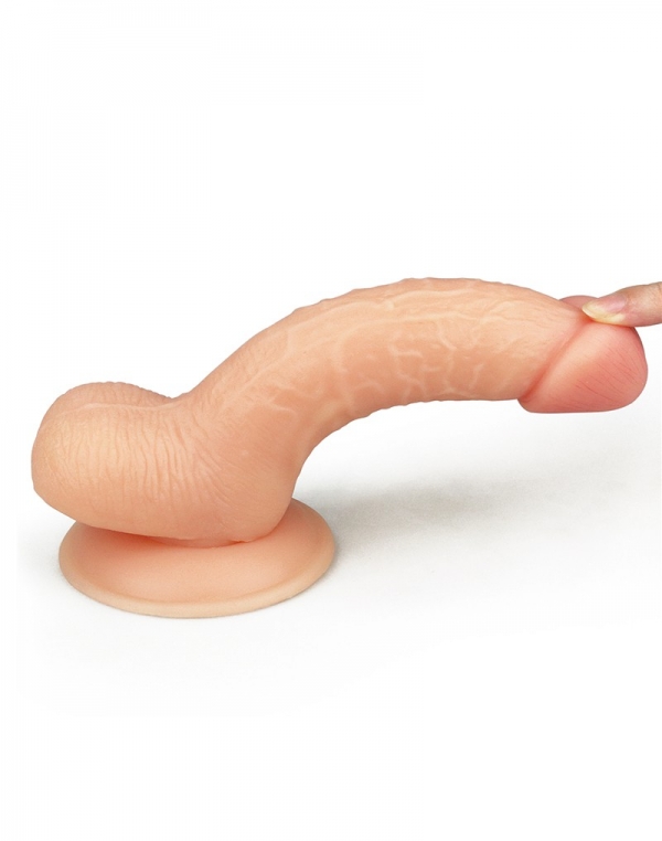 Dildo Realist cu Ventuza Ultra Soft Dude Natural 17.8 cm