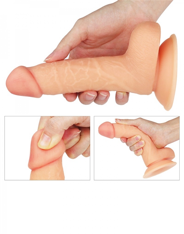 Dildo Realist cu Ventuza Ultra Soft Dude Natural 17.8 cm