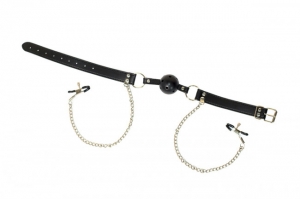 Кляп с зажимами на соски Party Hard Gratitude LOLA GAMES, Китай, черный