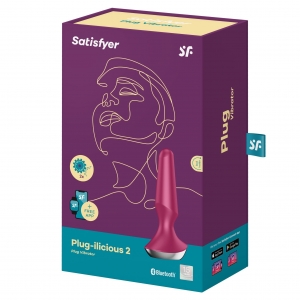 Анальная вибро-пробка Satisfyer Plug-ilicious 2 бордовая, с функцией подключения к смартфону
