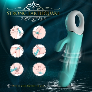 Вибратор Rabbit Blaine, 9 режимов вибрации, силикон, USB, бирюзовый, 22,7 см, Mokko Toys