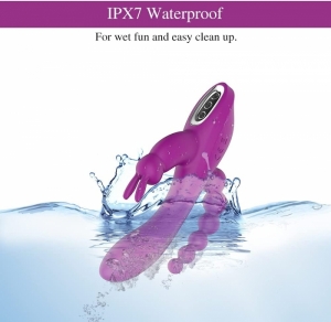 Тройной вибратор Mikaela, 10 режимов вибрации, силикон, USB, фиолетовый, 20,7 см, Mokko Toys