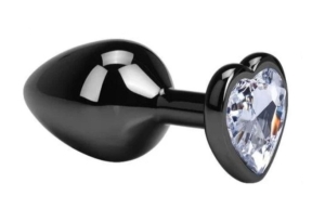 Анальная пробка, темная, средняя, ​​в форме сердца, прозрачная