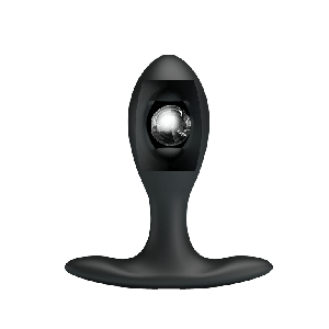 Надувная анальная пробка Pretty Love II, силикон, черный, 9,1 см