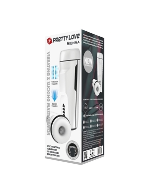 Мастурбатор Pretty Love Sienna, вибрация+присоска, мягкий термопластичный каучук, белый, 25 см