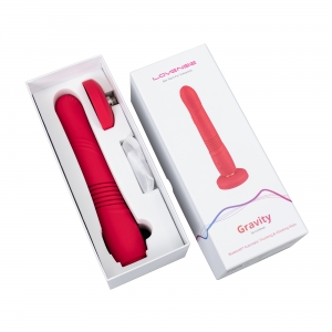 Lovense Gravity Thursting Vibrator, управление Bluetooth, бесплатное приложение, силикон, красный, 25,9 см
