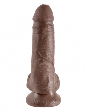 Реалистичный фаллос с мошонкой на присоске 17,8 см Cock , коричневый PIPEDREAM, США, коричневый