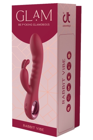 Вибратор Glam Bunny, 10 режимов вибрации, силикон, USB, темно-красный, 22 см