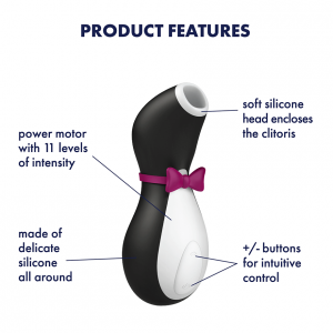 Вакуум-волновой бесконтактный стимулятор клитора Satisfyer PRO Penguin NEXT GENERATION (11 режимов , черный с белым )