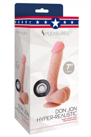 Don Jon Flesh Реалистичный вибратор с яичками, присоской и функцией вращения 21 см