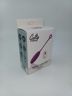 Вибро-яйцо Pearl Love Egg, 10 режимов вибрации, пульт дистанционного управления, силикон, USB, фиолетовый, 19,5 см, Guilty Toys