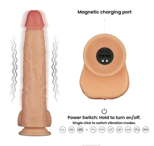 Вибратор Realistic Power Basics, 10 режимов вибрации, ПВХ, натуральный, 28,3 см