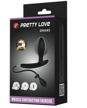 Надувная анальная пробка Drake, силиконовая, чёрная, 7 см