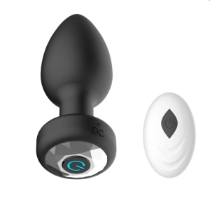 Анальный вибратор-пробка с беспроводным пультом дистанционного управления, силиконовый, USB, черный, 9 см