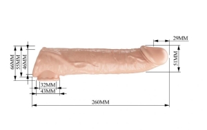 Насадка на пенис +7,5 см с 3 съемными аксессуарами, TPE, натуральный цвет.